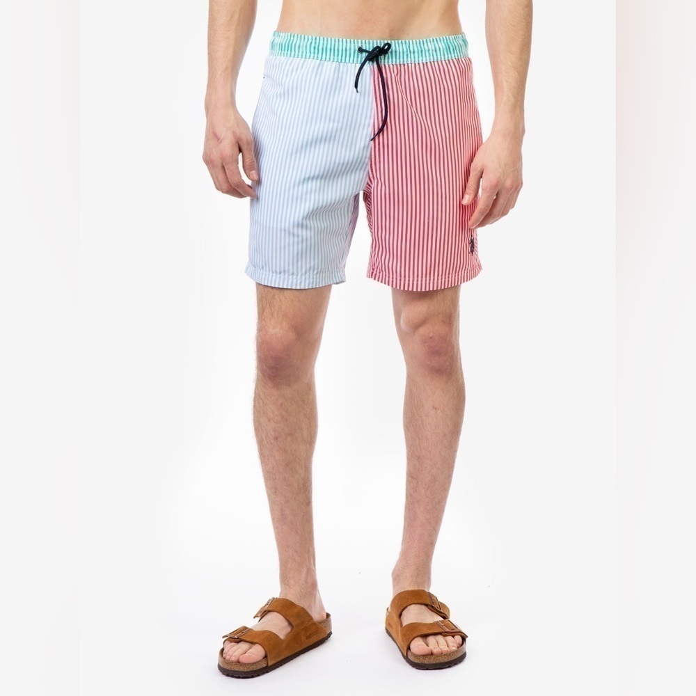 ๐ฆ U.S. Polo Assn. Colorful Vertical Stripe Pocket Swim Shorts Trunks Medium